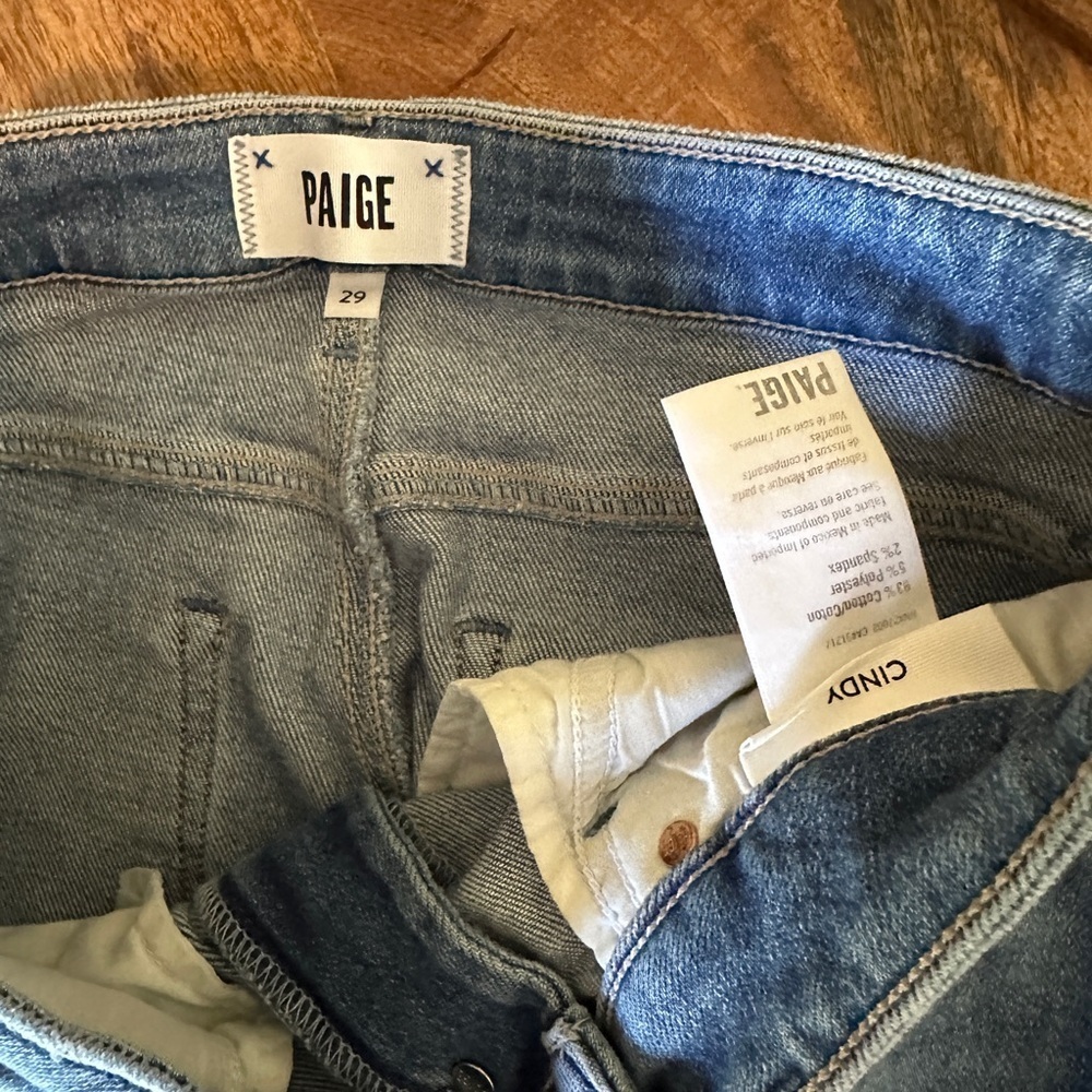 PAIGE Womens Cindy Straight Leg Jeans High Rise Denim Button Fly Blue Size 29 - Picture 2 of 6